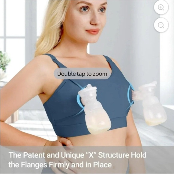 NWT Momcozy Hands Free Pumping Bra, Pumping & Nursing Bra in Nordic Blue Size M - Picture 3 of 10